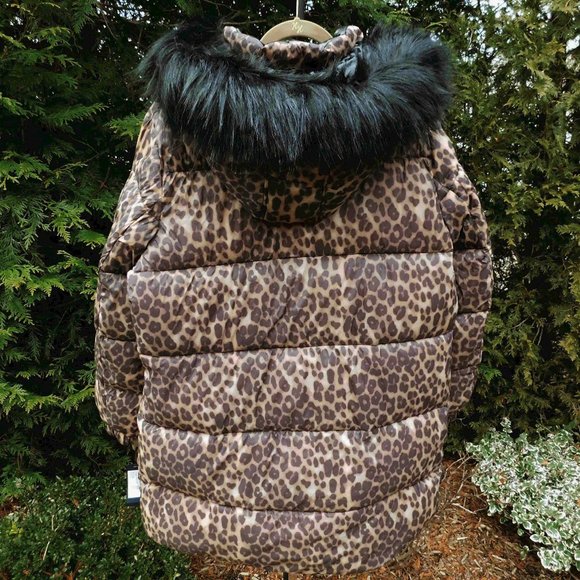 Rachel Rachel Roy Plus Leopard Midi Coat with Removable Hood NWT - Picture 3 of 5